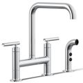 Product Image of Purist Two-hole Bridge Kitchen Faucet w/ Side Sprayer (Polished Chrome), K-7548-4-CP