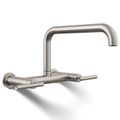 Product Image of Purist Two-hole Wall Mount Bridge Kitchen Faucet (Vibrant Stainless), K-7549-4-VS