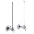 Product Image of Pair 3/8" Npt Angle Supplies w/ Stop, Cross Handle And Annealed Vertical Tube (Polished Chrome), K-7605-P-CP
