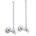 Product Image of Pair 1/2" Npt Angle Supplies w/ Stop, Cross Handle And Annealed Vertical Tube (Polished Chrome), K-7606-P-CP