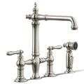 Product Image of Artifacts 3-Hole Bridge Kitchen Faucet w/ Side Sprayer (Vibrant Polished Nickel), K-76519-4-SN