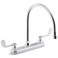 Product Image of Triton Bowe 1.5 GPM Kitchen Faucet w/ 9-5/16" Gooseneck Spout, Aerated Flow And Wristblade Handles (Polished Chrome)