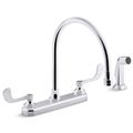 Product Image of Triton Bowe 1.5 GPM Kitchen Faucet w/ 9-5/16" Gooseneck Spout, Matching Finish Sidespray, Aerated Flow And Wristblade Handles (Polished Chrome)
