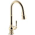 Product Image of Artifacts Pull-down Kitchen Faucet w/ 3-Function Sprayhead (Vibrant French Gold), K-99259-AF