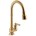 Product Image of Artifacts Pull-down Kitchen Faucet w/ 3-Function Sprayhead (Vibrant Brushed Moderne Brass), K-99260-2MB