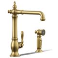 Product Image of Artifacts Single-handle Kitchen Faucet w/ Side Sprayer (Vibrant Brushed Moderne Brass), K-99265-2MB