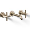 Product Image of Purist Wall Mount Bathroom Faucet w/ Cross Handles, 1.2 GPM (Vibrant Brushed Bronze), K-T14413-3-BV