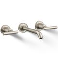 Product Image of Purist Wall Mount Bathroom Faucet w/ Lever Handles, 1.2 GPM (Vibrant Brushed Nickel), K-T14413-4-BN
