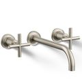 Product Image of Purist Wall Mount Bathroom Faucet w/ Cross Handles, 1.2 GPM (Vibrant Brushed Nickel)