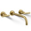 Product Image of Purist Wall Mount Bathroom Faucet w/ Lever Handles, 1.2 GPM (Vibrant Brushed Moderne Brass), K-T14414-4-2MB