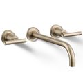 Product Image of Purist Wall Mount Bathroom Faucet w/ Lever Handles, 1.2 GPM (Vibrant Brushed Bronze), K-T14414-4-BV