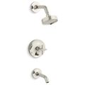 Product Image of Purist Rite-temp Bath And Shower Trim Kit w/ Push-button Diverter And Cross Handle, 2.5 GPM (Vibrant Polished Nickel), K-T14420-3-SN