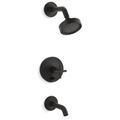 Product Image of Purist Rite-temp Bath And Shower Trim Kit w/ Push-button Diverter And Cross Handle, 1.75 GPM (Matte Black)
