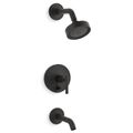 Product Image of Purist Rite-temp Bath And Shower Trim Kit w/ Push-button Diverter And Lever Handle, 2.5 GPM (Matte Black), K-T14420-4-BL