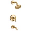 Product Image of Purist Rite-temp Bath And Shower Trim Kit w/ Push-button Diverter And Lever Handle, 1.75 GPM (Vibrant Brushed Moderne Brass)