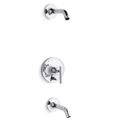 Product Image of Purist Rite-temp Bath And Shower Trim Kit w/ Push-button Diverter And Lever Handle, w/ out Showerhead (Polished Chrome), K-T14420-4L-CP