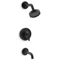 Product Image of Purist Rite-temp Bath And Shower Trim Kit w/ Push-button Diverter And Lever Handle, 2.5 GPM (Matte Black), K-T14421-4-BL