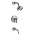 Product Image of Purist Rite-temp Bath And Shower Trim Kit w/ Push-button Diverter And Lever Handle, 2.5 GPM (Vibrant Brushed Nickel)