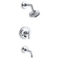 Product Image of Purist Rite-temp Bath And Shower Trim Kit w/ Push-button Diverter And Lever Handle, 2.5 GPM (Polished Chrome), K-T14421-4-CP