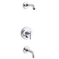 Product Image of Purist Rite-temp Bath And Shower Trim Kit w/ Push-button Diverter And Lever Handle, w/ out Showerhead (Polished Chrome), K-T14421-4L-CP
