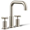 Product Image of Purist Deck Mounted Bath Faucet Trim w/ Cross Handles (Vibrant Brushed Nickel)