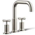 Product Image of Purist Deck Mounted Bath Faucet Trim w/ Cross Handles (Vibrant Polished Nickel), K-T14428-3-SN