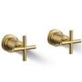 Product Image of Purist Deck- Or Wall Mount Bath Faucet Handle Trim w/ Cross Design (Vibrant Brushed Moderne Brass)
