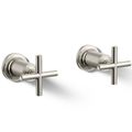 Product Image of Purist Deck- Or Wall Mount Bath Faucet Handle Trim w/ Cross Design (Vibrant Polished Nickel)