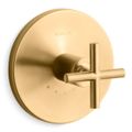Product Image of Purist Mastershower Temperature Control Valve Trim w/ Cross Handle (Vibrant Brushed Moderne Brass)