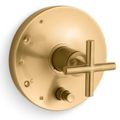 Product Image of Purist Rite-temp Valve Trim w/ Push-button Diverter And Cross Handle (Vibrant Brushed Moderne Brass)