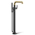 Product Image of Tone Floor Mount Bath Filler Trim w/ Handshower (Matte Black w/ Brushed Moderne Brass)