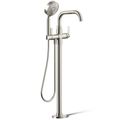 Product Image of Castia Floor Mount Bath Filler Trim w/ Handshower (Vibrant Polished Nickel)