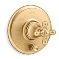Product Image of Artifacts Rite-temp Valve Trim w/ Push-button Diverter And Cross Handle (Vibrant Brushed Moderne Brass)