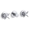 Product Image of Triton Wall Mount Valve Trim w/ Push Button Diverter And Cross Handles, Requires Valve (Polished Chrome)