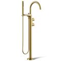 Product Image of Components Floor Mount Bath Filler Trim w/ Lever Handles And Handshower (Vibrant Brushed Moderne Brass)