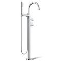 Product Image of Floor-Mount Bath Filler Trim w/ Lever Handles And Handshower (Polished Chrome)