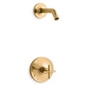 Product Image of Purist Rite-temp Shower Trim Kit w/ Cross Handle, w/ out Showerhead (Vibrant Brushed Moderne Brass)