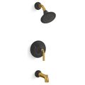 Product Image of Tone Rite-temp Bath And Shower Trim Kit, 2.5 GPM (Matte Black w/ Brushed Moderne Brass)