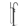 Product Image of Floor-Mount Bath Filler Trim w/ Lever Handles And Handshower (Matte Black)