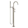Product Image of Components Floor-Mount Bath Filler Trim w/ Lever Handles And Handshower (Vibrant Brushed Nickel), K-T77984-4-BN