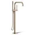 Product Image of Purist Floor-Mount Bathtub Filler Trim with Handshower (Vibrant Brushed Bronze), K-T97328-4-BV