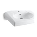 Product Image of Wall-Mount Or Concealed Carrier Arm Mount Commercial Bathroom Sink w/ Single Faucet Hole, Antimicrobial Finish (White), K-1997-SS1-0
