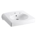 Product Image of Brenham Wall-Mount Or Concealed Carrier Arm Mount Commercial Bathroom Sink w/ Single Faucet Hole And Right-Hand Soap Dispenser Hole, Antimicrobial Finish (White), K-1997-SS1R-0