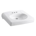 Product Image of Brenham Wall-Mount Or Concealed Carrier Arm Mount Commercial Bathroom Sink w/ 4" Centerset Faucet Holes And No Overflow (White), K-1997-4N-0