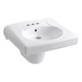 Product Image of Brenham Wall-Mount Or Concealed Carrier Arm Mount Commercial Bathroom Sink w/ 4" Centerset Faucet Holes And Shroud (White), K-1999-4-0