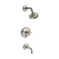 Product Image of Rite-Temp Bath And Shower Trim Kit w/ Push-Button Diverter And Cross Handle, 2.5 GPM (Vibrant Brushed Nickel), K-T14421-3-BN