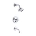 Product Image of Rite-Temp Bath And Shower Trim Kit w/ Push-Button Diverter And Cross Handle, 2.5 GPM (Polished Chrome), K-T14421-3-CP