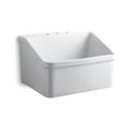 Product Image of 28" X 22" Bracket-Mount Utility Sink w/ 8" Widespread Faucet Holes (White), K-12794-0