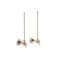 Product Image of Pair 3/8" Npt Angle Supplies w/ Stop, Cross Handle And Annealed Vertical Tube (Vibrant French Gold), K-7605-P-AF