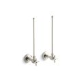 Product Image of Pair 3/8" Npt Angle Supplies w/ Stop, Cross Handle And Annealed Vertical Tube (Vibrant Polished Nickel), K-7605-P-SN